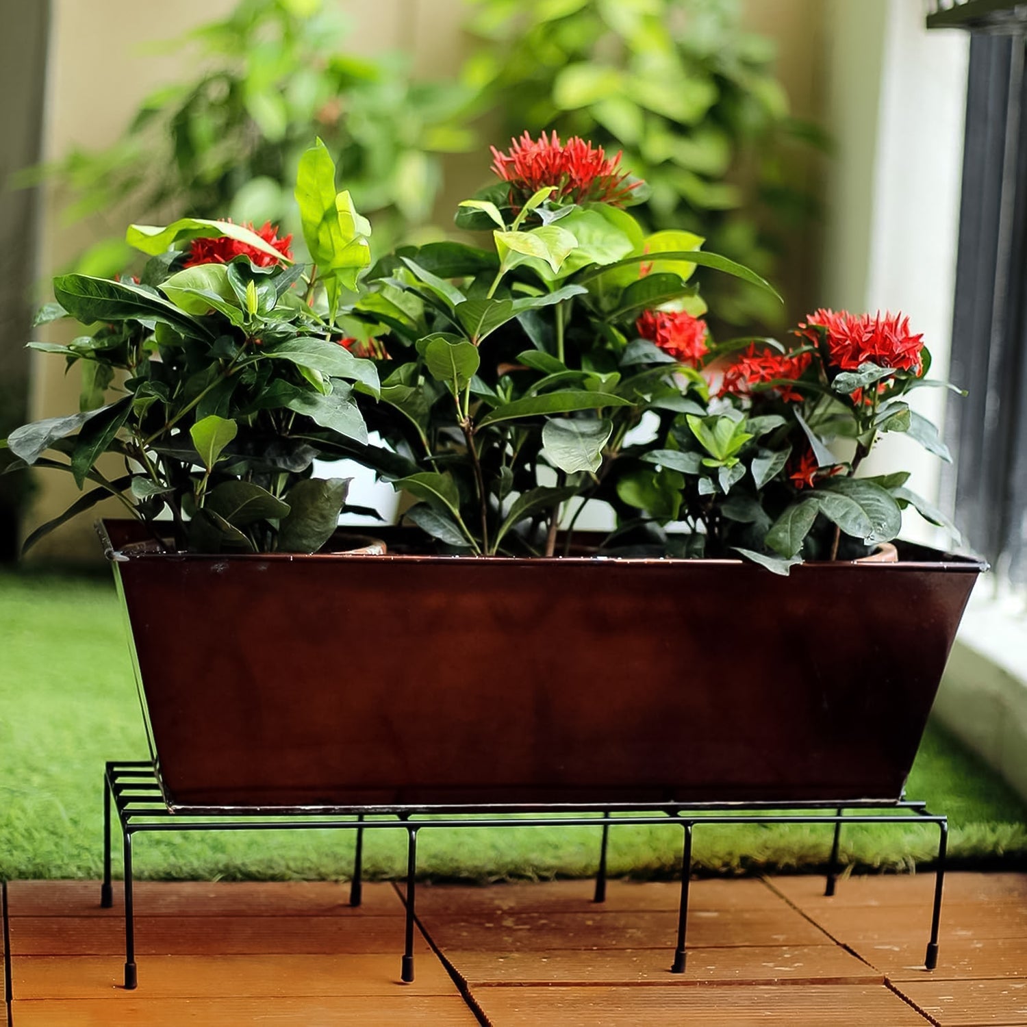 Metal Rectangle Flower plant stand for balcony (60×20 Cm / 2 Pc Set) Metal Rectangle Flower plant stand for balcony (60×20 Cm / 2 Pc Set)